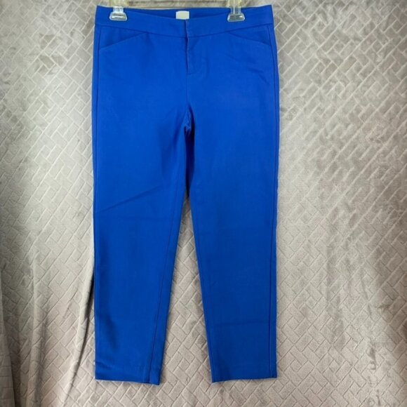 Ecru Womans 4 Office Dress Pants Bright Blue Skinny Ankle Mid Rise Stretch - Picture 1 of 15